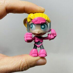 Superhero Girl Kid Figure Toy Mask Goggle Mini Action Pink Posable Topper Stand